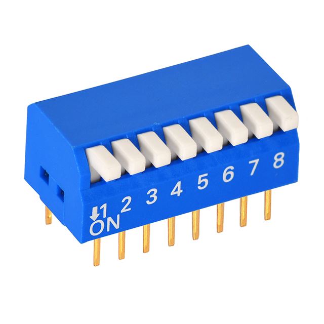 2.54mm 0.100" DIP switch SPST 8 positions