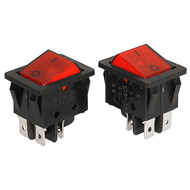 Illuminated rocker switch DPST on-off 10A 250VAC 4 positions with I-O
