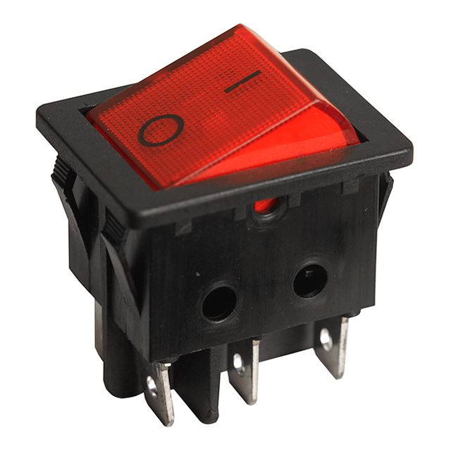 Illuminated rocker switch DPDT on-on 10A 250VAC 6 positions with I-O