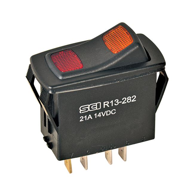 Waterproof illuminated rocker switch DPDT on-off-on 16A 125VAC 16A 250VAC 6 pins reach IP67