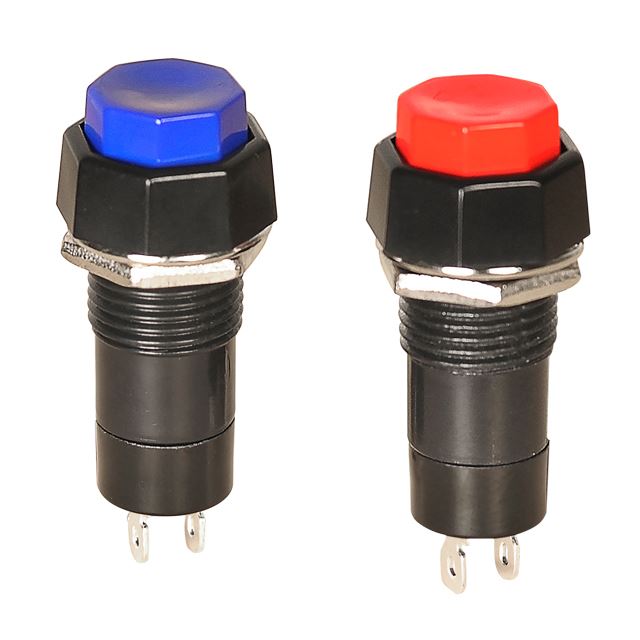 Octagon pushbutton switch NO type off-(on) momentary 3A 125VAC 2 pins