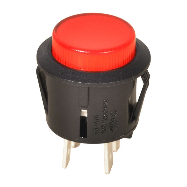Circle illuminated pushbutton switch DPST latching type off-on 10A 125VAC 6A 250VAC 4 pins