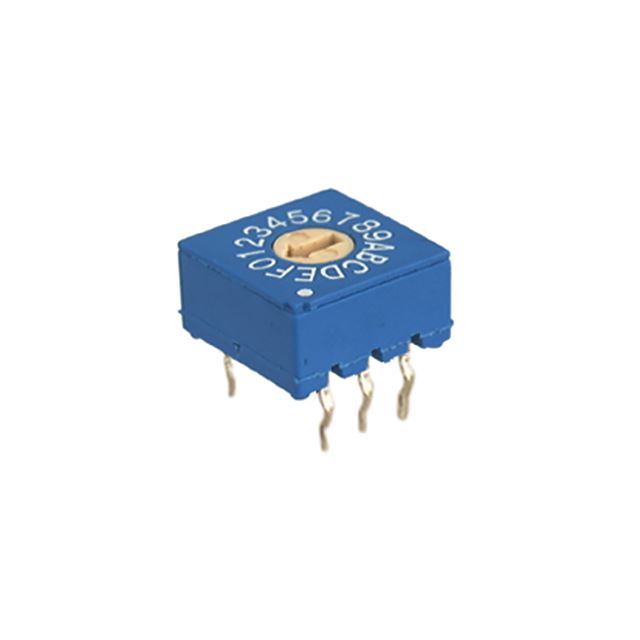 Sealed construction rotary switch through hole flat type 10x10mm 25mA 24VDC 16 positions hexadecimal