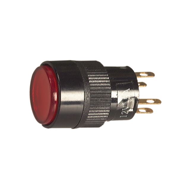 Circle illuminated pushbutton switch open type off-(on) momentary 5A 12VDC 4 pins