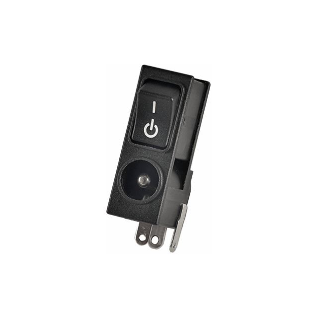 DC power jack with rocker switch 2.5mm 5A 15V through hole mount