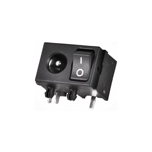 DC power jack with rocker switch 2.0mm 5A 15V through hole mount