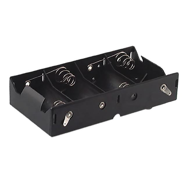 Battery holder D x 4, coil spring contact, solder lug