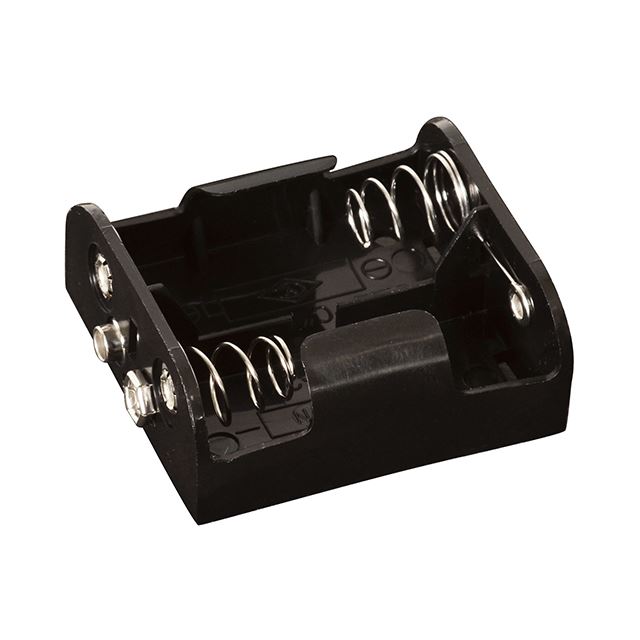 Battery holder C x 2, coil spring contact, snap terminal