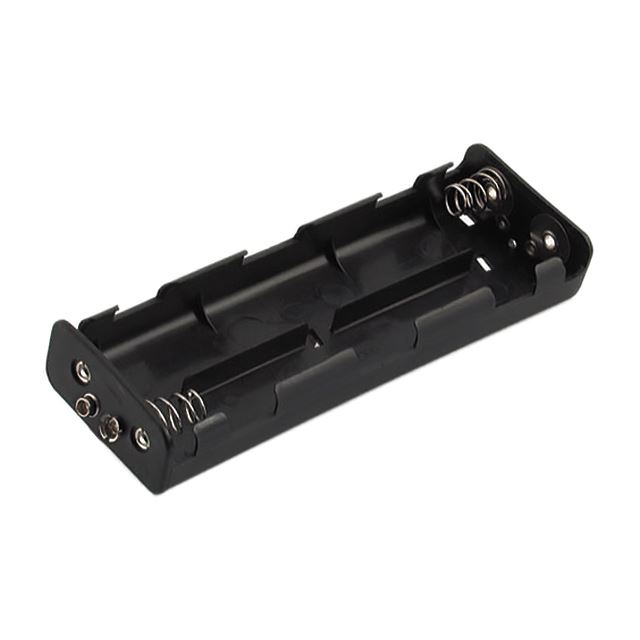 Battery holder C x 6, coil spring contact, snap terminal