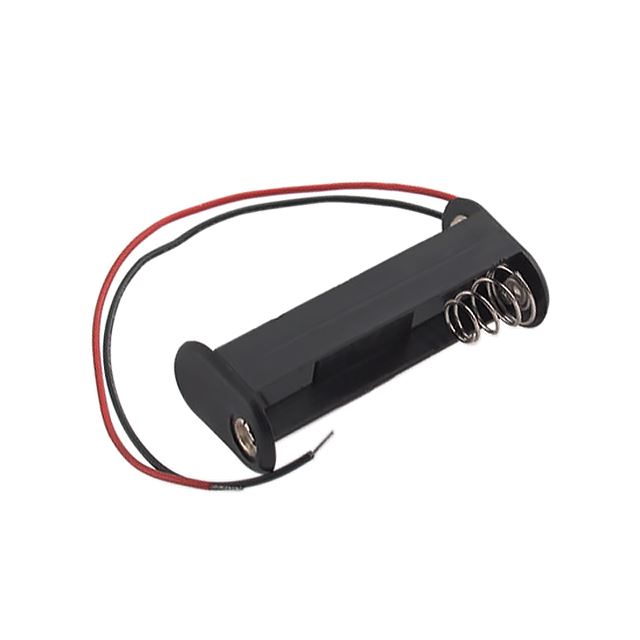 Battery holder AA x 2, coil spring contact, wire leads 150mm