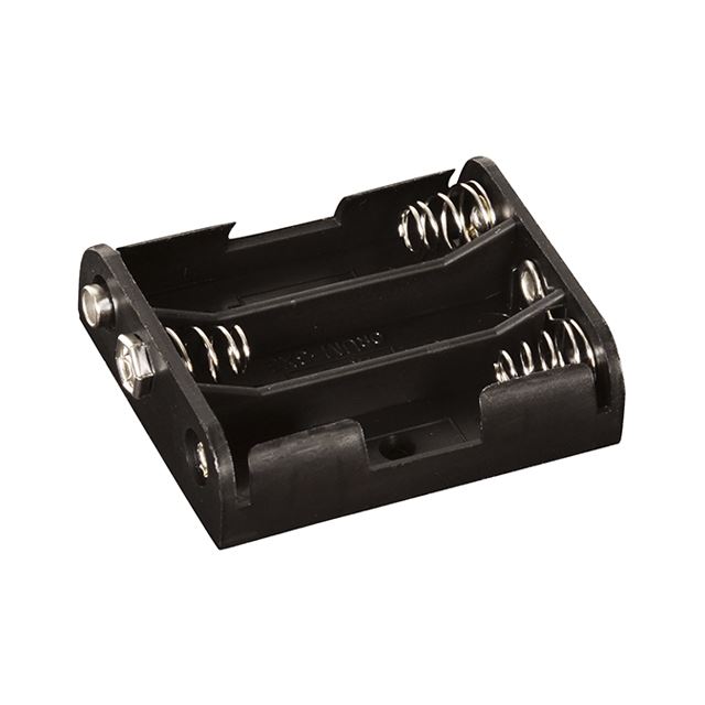 Battery holder AA x 3, coil spring contact, snap terminal