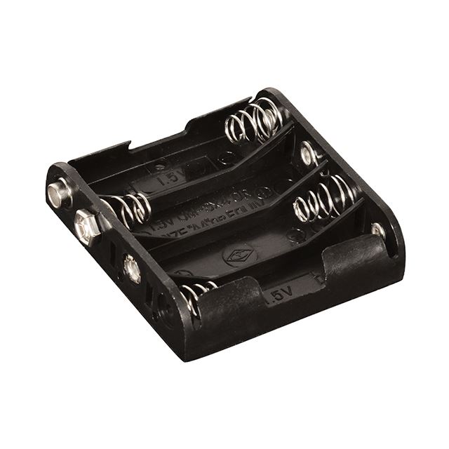 Battery holder AA x 4, coil spring contact, snap terminal