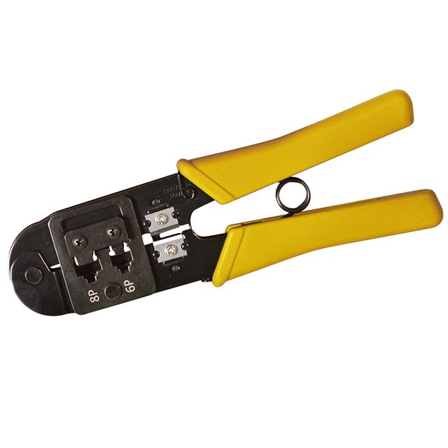 Crimping tool for RJ45, RJ12, RJ11, 6P2C modular plug connectors