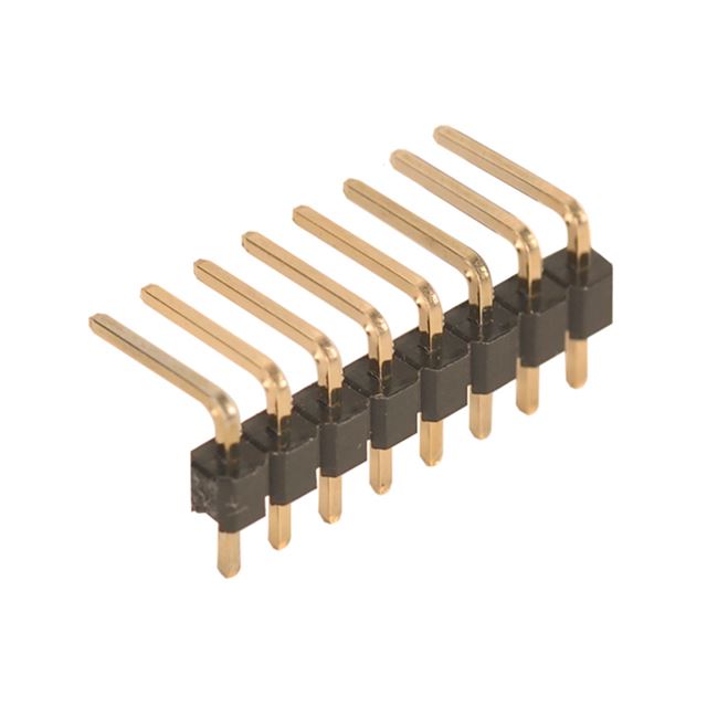 Board to board, 2.54mm pitch 8 ways right angle pin header 1 row through hole