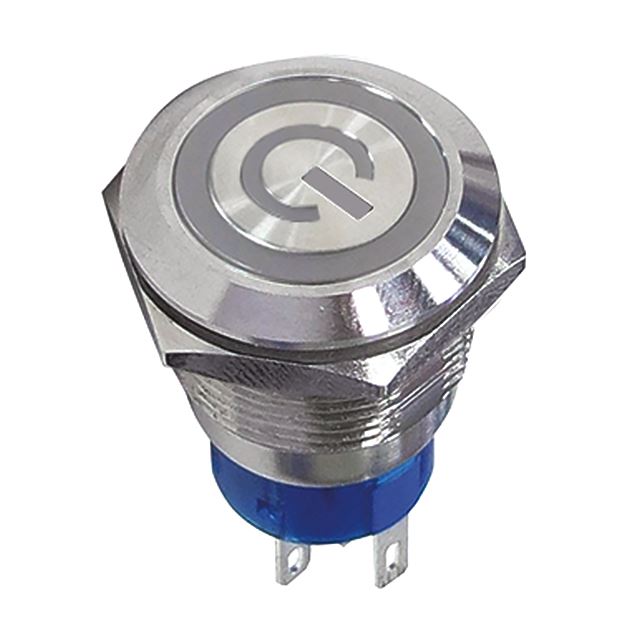Illuminated LED metal pushbutton switch SPDT on-(on) momentary IP67 M19 5A 250VAC 3 pins