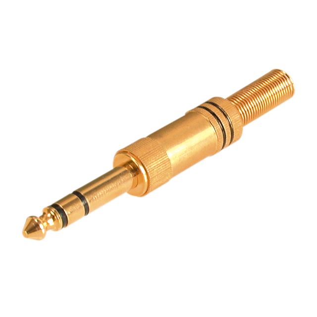 6.35mm Cable mount 3 contacts stereo phone plug gold metal shell