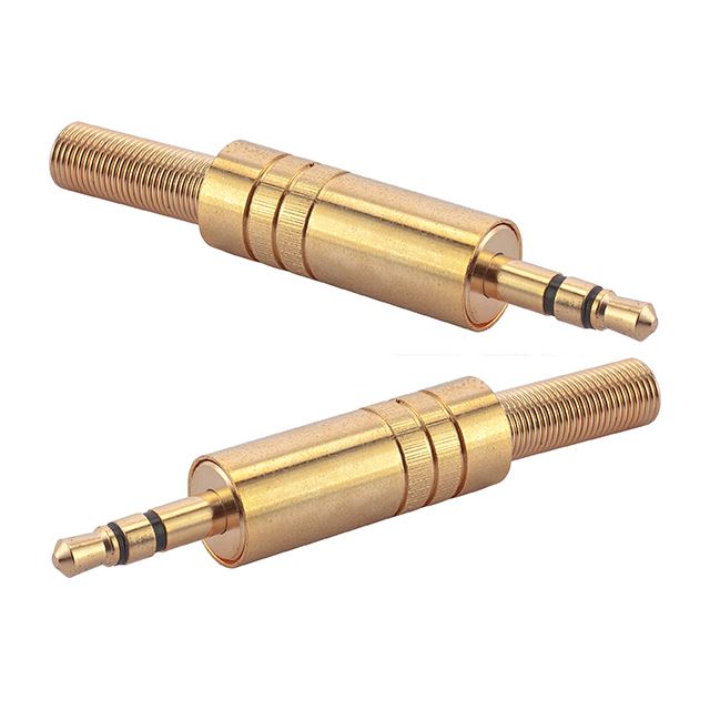 Audio connector 3.5mm cable mount 3 contacts stereo phone plug gold metal shell