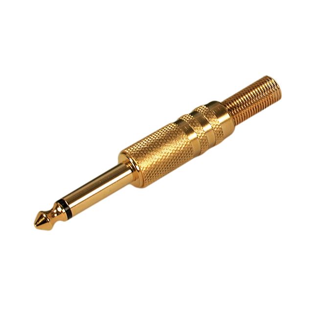 Audio connector 6.35mm cable mount 2 contacts mono phone plug gold metal shell