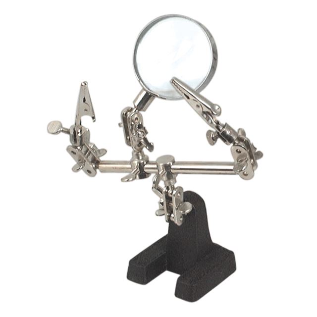 Helping hands magnifier glass stand with alligator clips PCB inspection