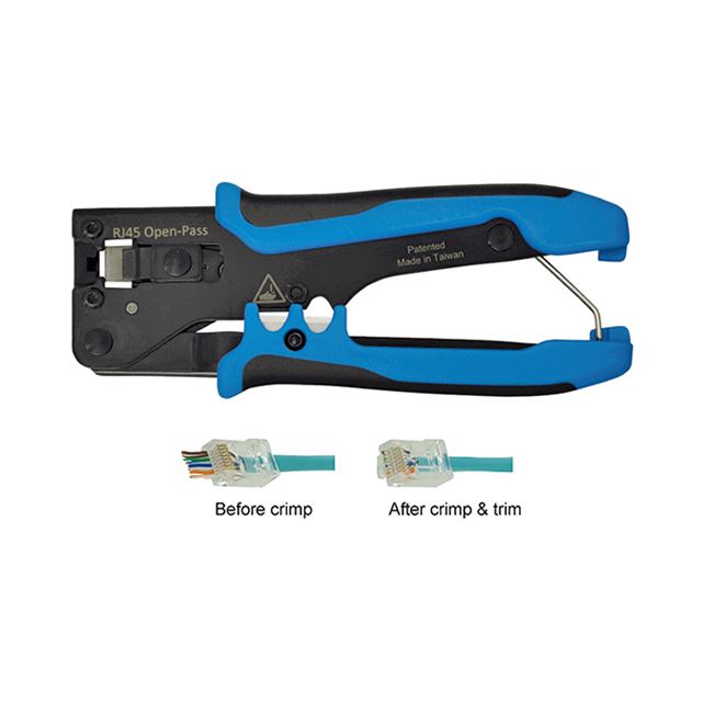 5.6" Modular crimping tool for pass through plug 8P8C / RJ45 with cutter & stripper
