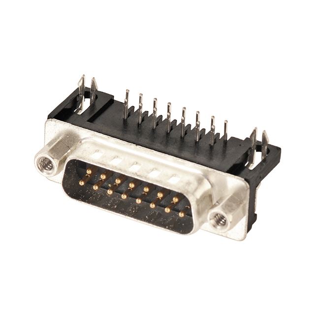 15 Pins right angle D-sub connector plug through hole PCB